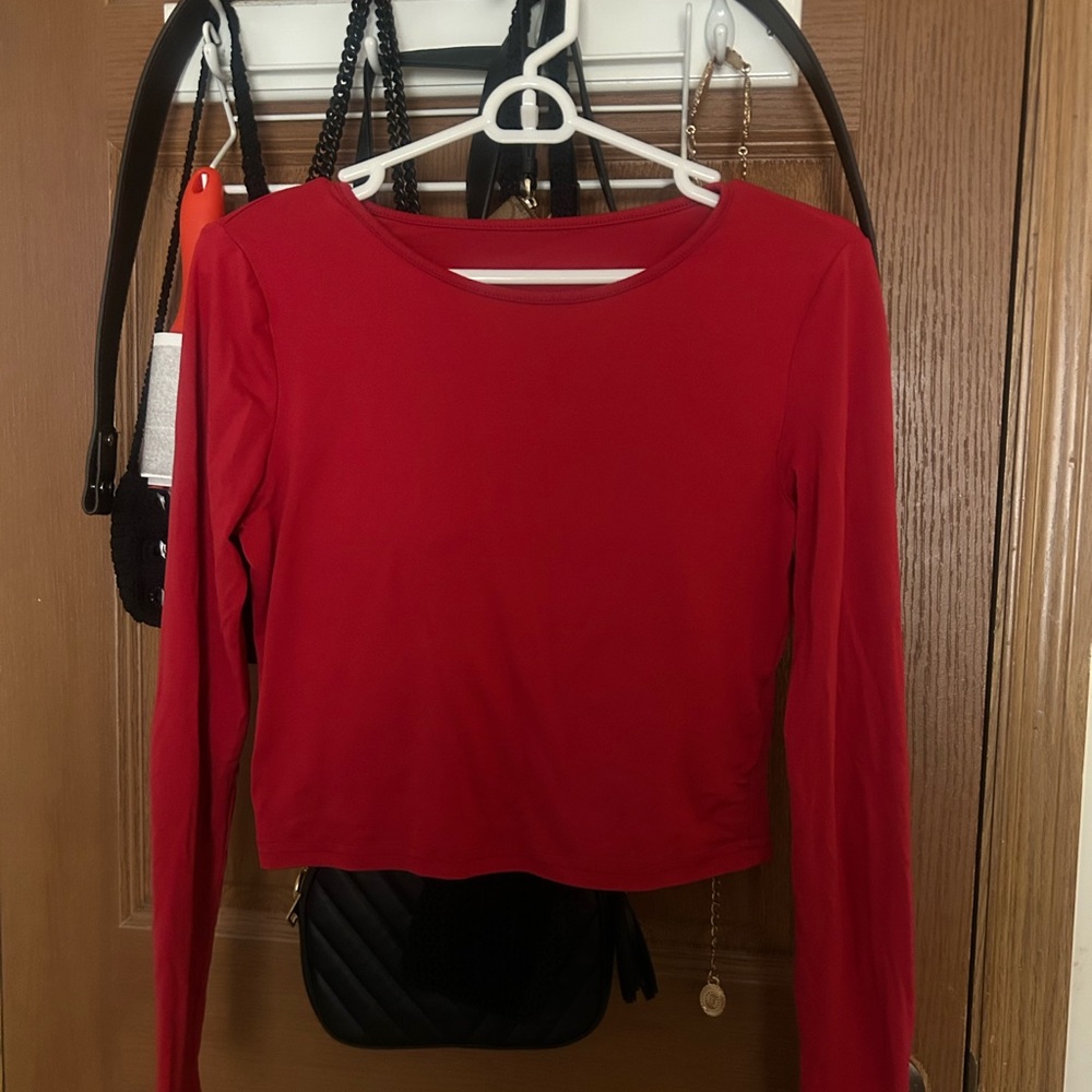 SHEIN Red Long Sleeve Women's Tee